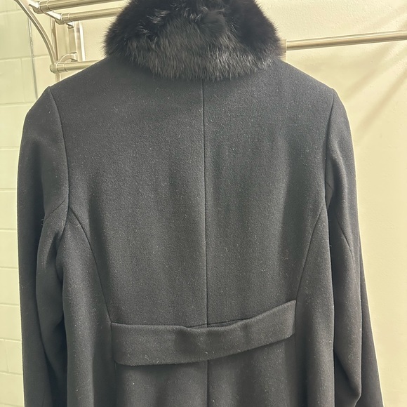 Malia Wool & Cashmere Fur Collar Black Midi Coat - NWOT Size 12 - Picture 4 of 7